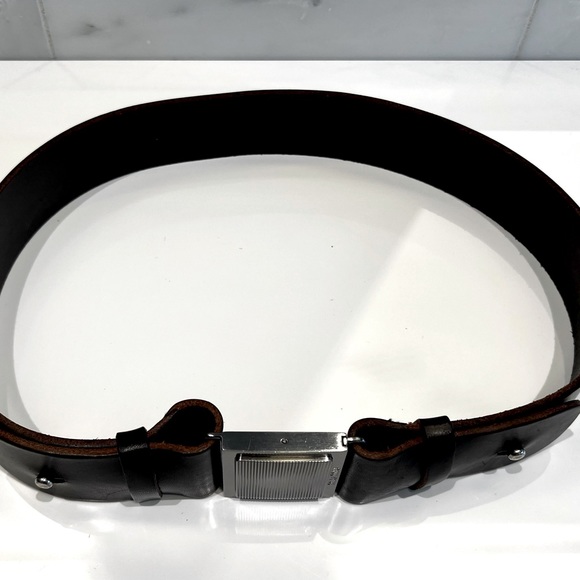 MIU MIU genuine leather belt with metal buckle - deep brown. Designer belt - Picture 6 of 10